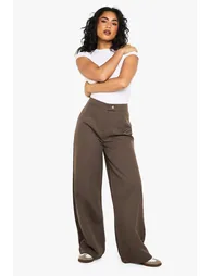 Textured Straight Leg Trousers - mocha - 2