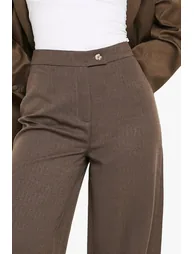 Textured Straight Leg Trousers - mocha - 3