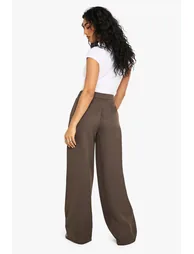 Textured Straight Leg Trousers - mocha - 1