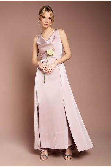 Coast Honoured Petite Sleeveless Cowl Neck Satin Maxi Dress