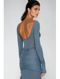 فستان ماكسي مزموم بفيونكة - 3