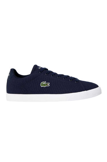 Lacoste Mens Lerond Canvas Low Flat Trainers - Navy/White