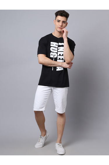 Men Black Graphic Print Oversized T-Shirt