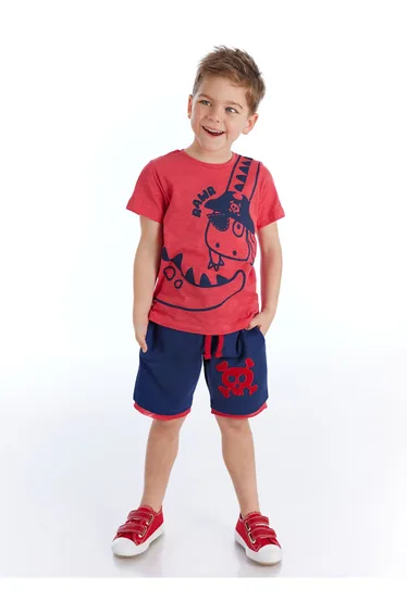 Pirate Dino Boy's Summer T-shirt Shorts Set