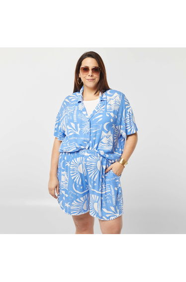 Flowing nautical print shirt BLUE