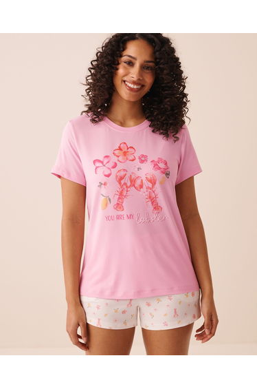 Lobster Floral Print Super Soft T-shirt
