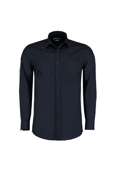 Kustom Kit Mens Poplin Tailored Long-Sleeved Formal Shirt - Dark Navy