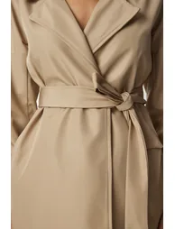 Women's Beige Belted Seasonal Trench Coat - 5