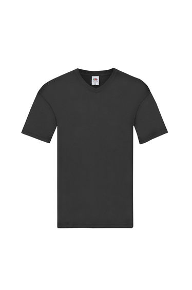 Fruit of the Loom Mens Original Plain V Neck T-Shirt - Black