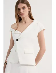 Petite Clean Tailored Asymmetric Collar Belted Full Skirted Tailored Midi Dress - 2