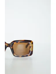 نظارة شمسية بإطار سميك مستطيل الشكل بصدف السلحفاة - 2