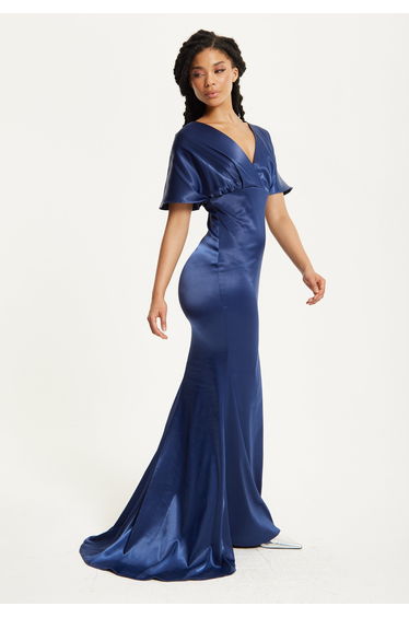 Short Sleeve Navy Maxi Dress