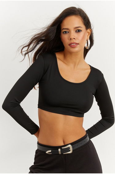 Women's Black Crop Blouse