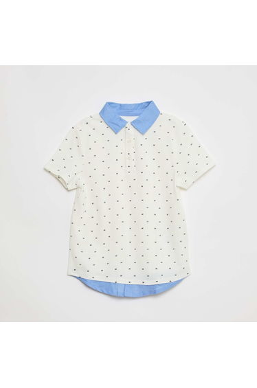 All-Over Cotton Piqué 2-in-1 Polo Shirt WHITE