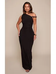 Shape Black Twist Detail Slinky Maxi Dress