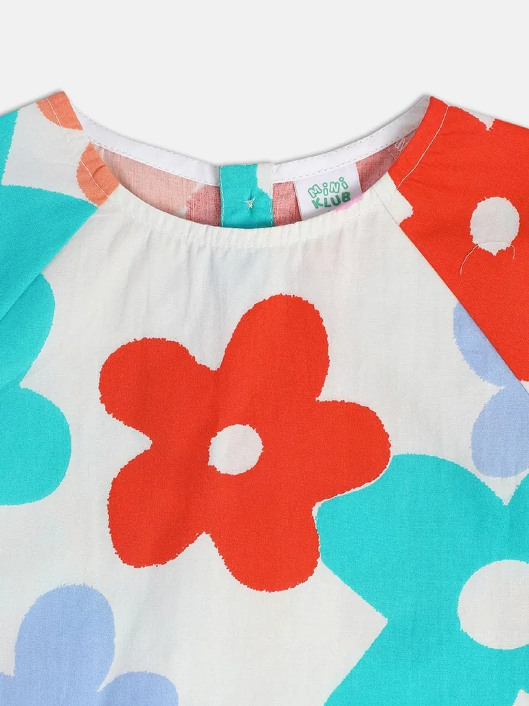 Girls Floral Cotton Top and Shorts Set - 4