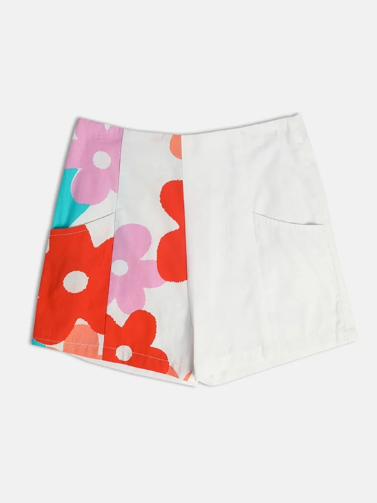 Girls Floral Cotton Top and Shorts Set - 3