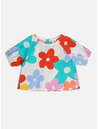 Girls Floral Cotton Top and Shorts Set - 1