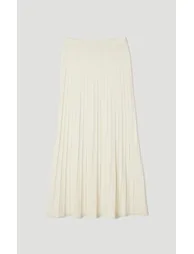 High Waisted Textured Knit Full Maxi Skirt - 3