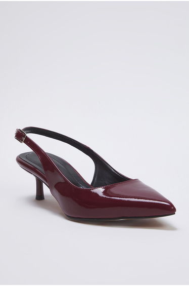 Burgundy Patent Leather Pointed Toe Kitten Heeled Women's Classic Heeled Shoes product thumbnail 3