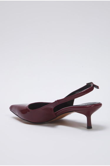 Burgundy Patent Leather Pointed Toe Kitten Heeled Women's Classic Heeled Shoes product thumbnail 4