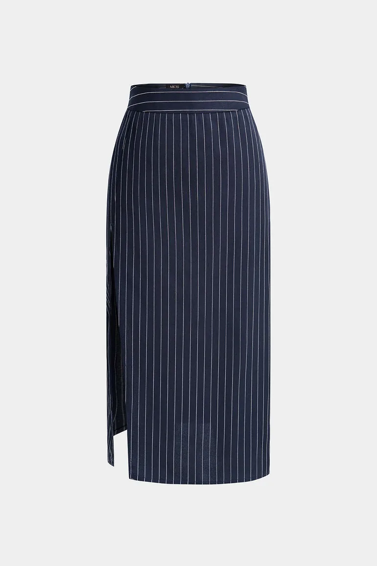 Striped Side Split Skirt