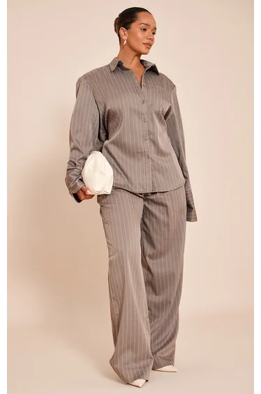 Shape Grey Pinstripe Wide Leg Trousers