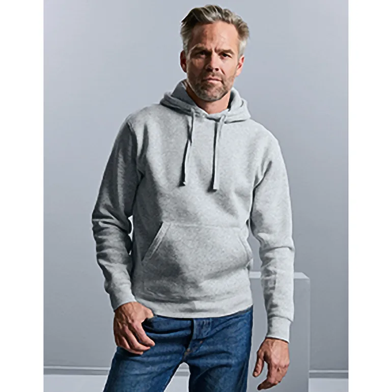 Russell Mens Authentic Hooded Sweatshirt / Hoodie - Light Oxford
