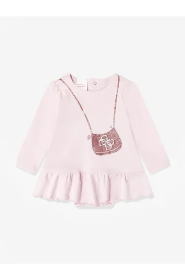 Guess Baby Girls Bag Print Dress in Pink