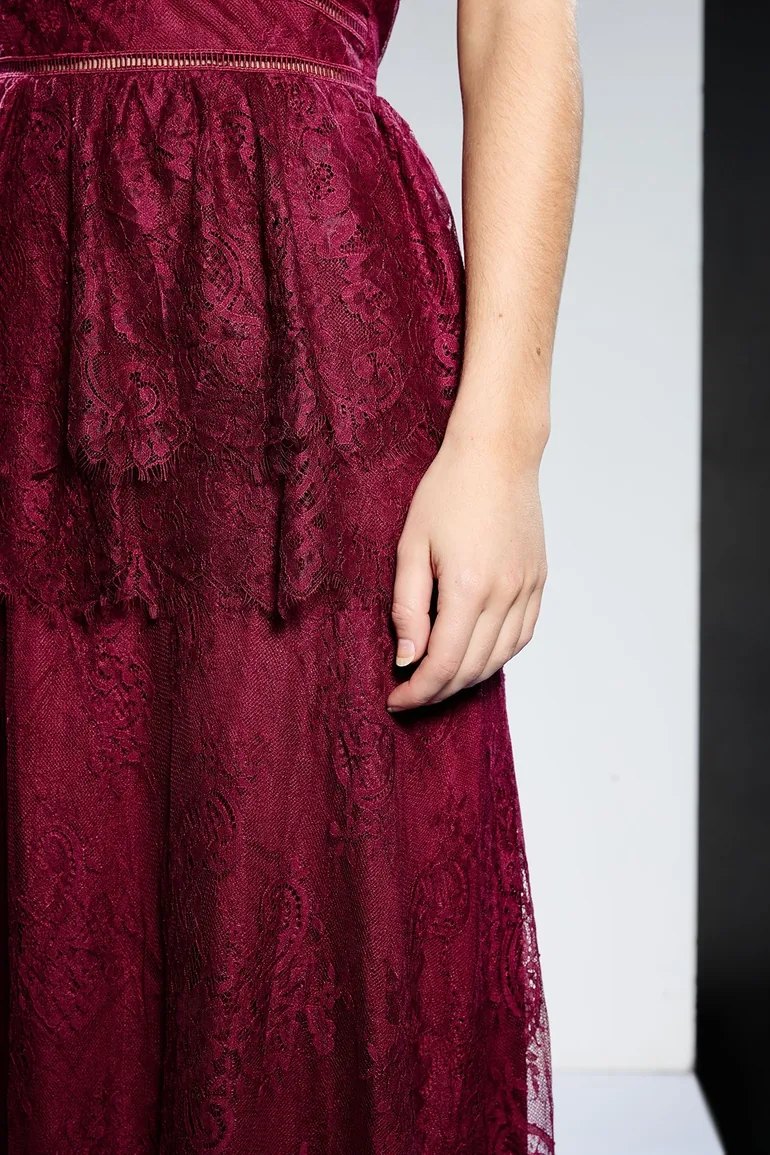 Runway 1.8.1.8 Strappy Lace Peplum Maxi Dress - 3