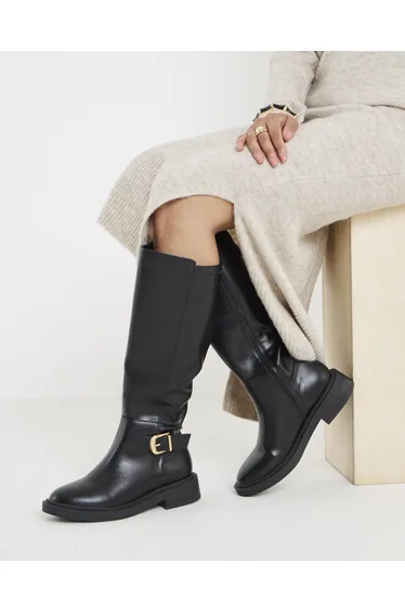 Buckle Stretch Knee High Wide C