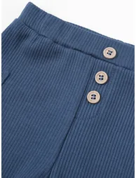 Striped Buttoned T-Shirt and Ribbed Pants Set - 4