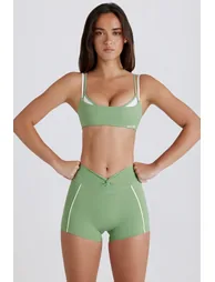 Soft Active Twist-Front Mini Shorts in Green