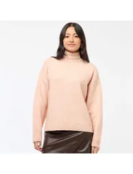 Soft sweater with jeweled back slit PINK - 2