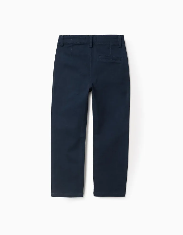 Twill Chino Trousers for Boys 'Slim Fit', Dark Blue - 2