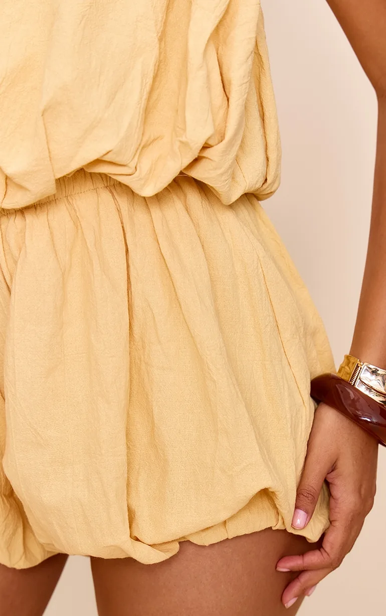 Lemon Puffball Detail Bandeau Playsuit - 3
