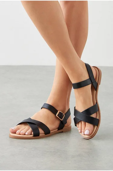Florence Cross Strap Flat Sandals