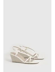 Strappy Open Toe Wedges - white - 1