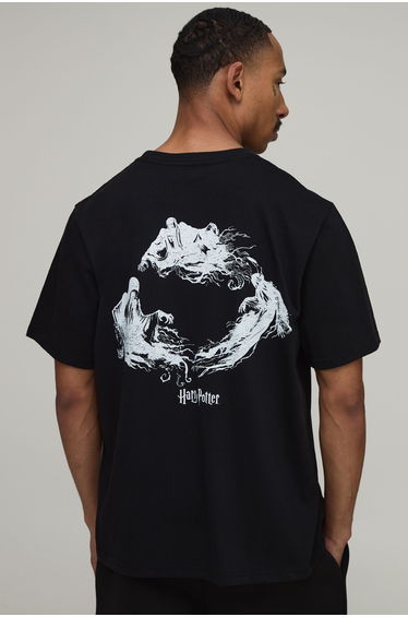 Oversized Harry Potter License Print T-Shirt - black product thumbnail 2