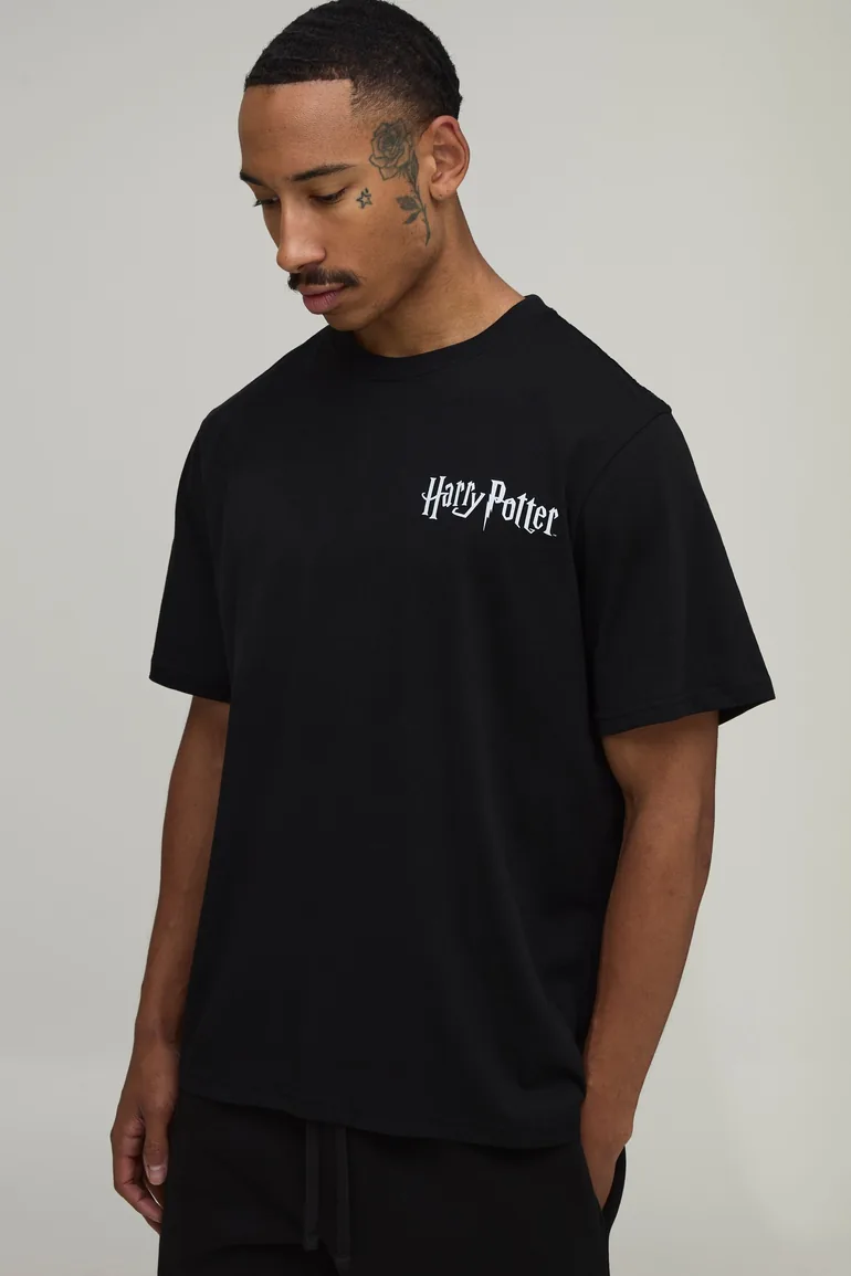 Oversized Harry Potter License Print T-Shirt - black
