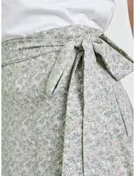Green Graphic Print Tie-Up detail Maxi Skirt - 2