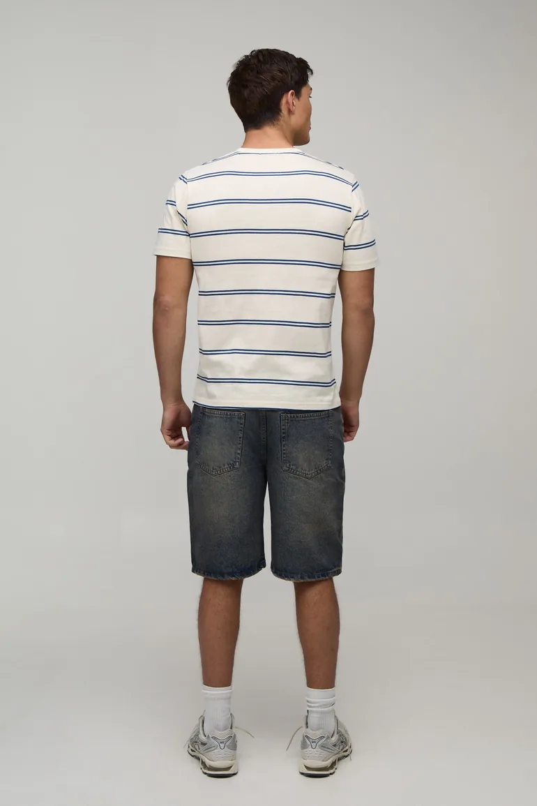 Slim Fit Stripe T-Shirt - ecru - 1