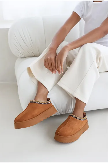 Galia Cosy Chestnut Faux-Suede Fur Lining Low Ankle Boot