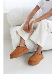 Galia Cosy Chestnut Faux-Suede Fur Lining Low Ankle Boot
