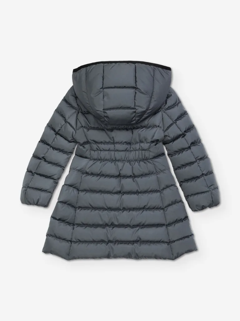 Moncler Enfant Girls Down Padded Charpal Long Coat in Grey - 1