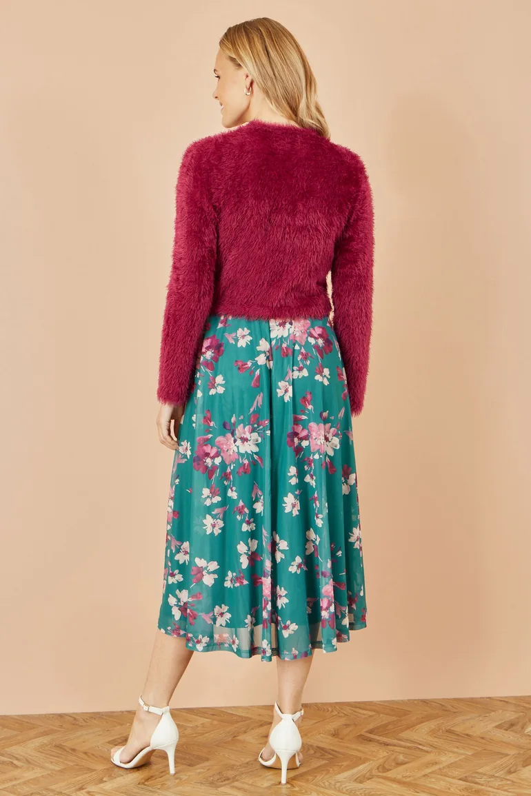 Yumi Burgundy Eyelash Knit Bolero - 2
