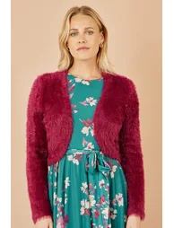 Yumi Burgundy Eyelash Knit Bolero - 6