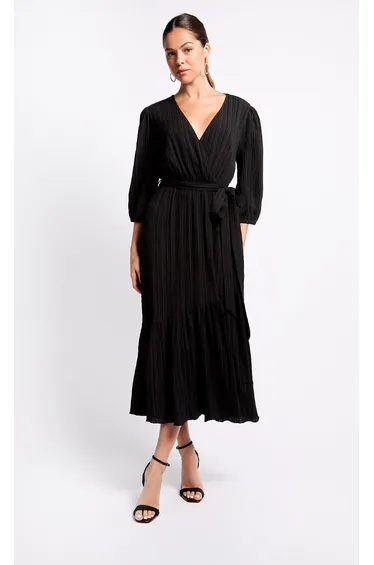 Black Mock Wrap  Dress by Vogue Williams