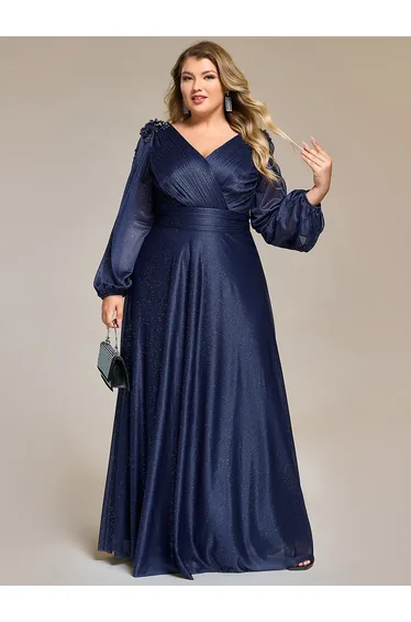 Split Evening Chiffon Dress with Bead or hot drill decoration