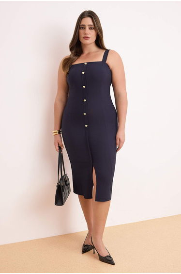 Navy Blue Woven Plus Size Dress